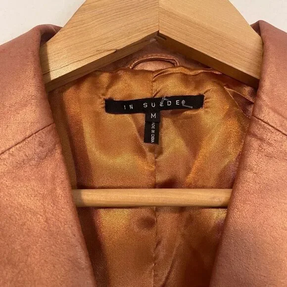 Vintage In Suede Metallic Cooper Leather Jacket Size Medium - Picture 2 of 8